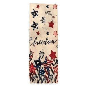 Table Runner 13x72in Woven Polyester Patriotic Freedom Stars Free